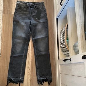 Mica black jeans high rise slim straight crop 25